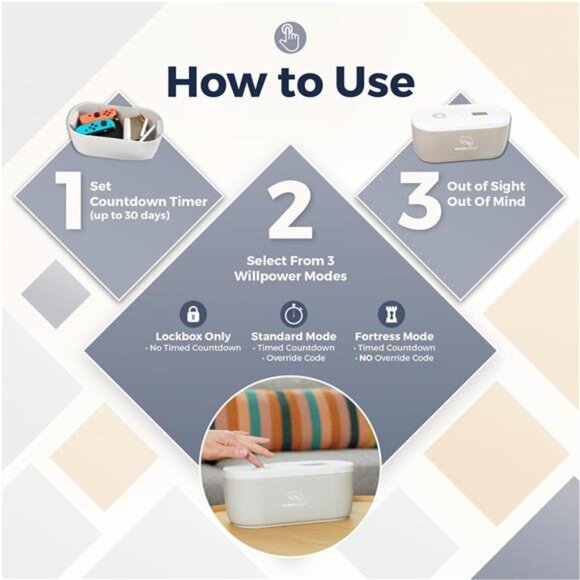 Mindsight Timed Lock Box | Unplug from Phones, Video Games, Social Media - Picture 4 of 7